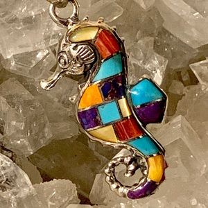 🌷NWT Block inlay seahorse pendant